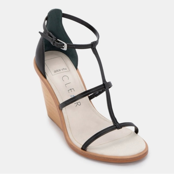 Dolce Vita Shoes - Dolce Vita | Jeana Black Leather Strappy Sandal Wedges | Size 8.5